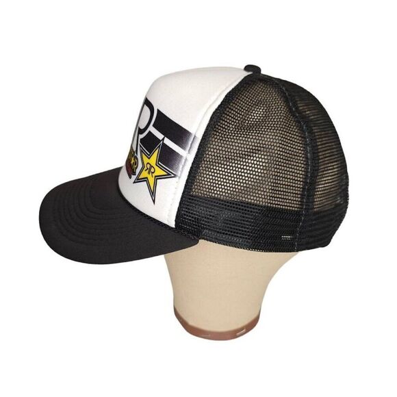 Vintage Rockstar Energy Drink Trucker Hat Mens One Size Black Y2K Snapback Rope - Picture 2 of 6